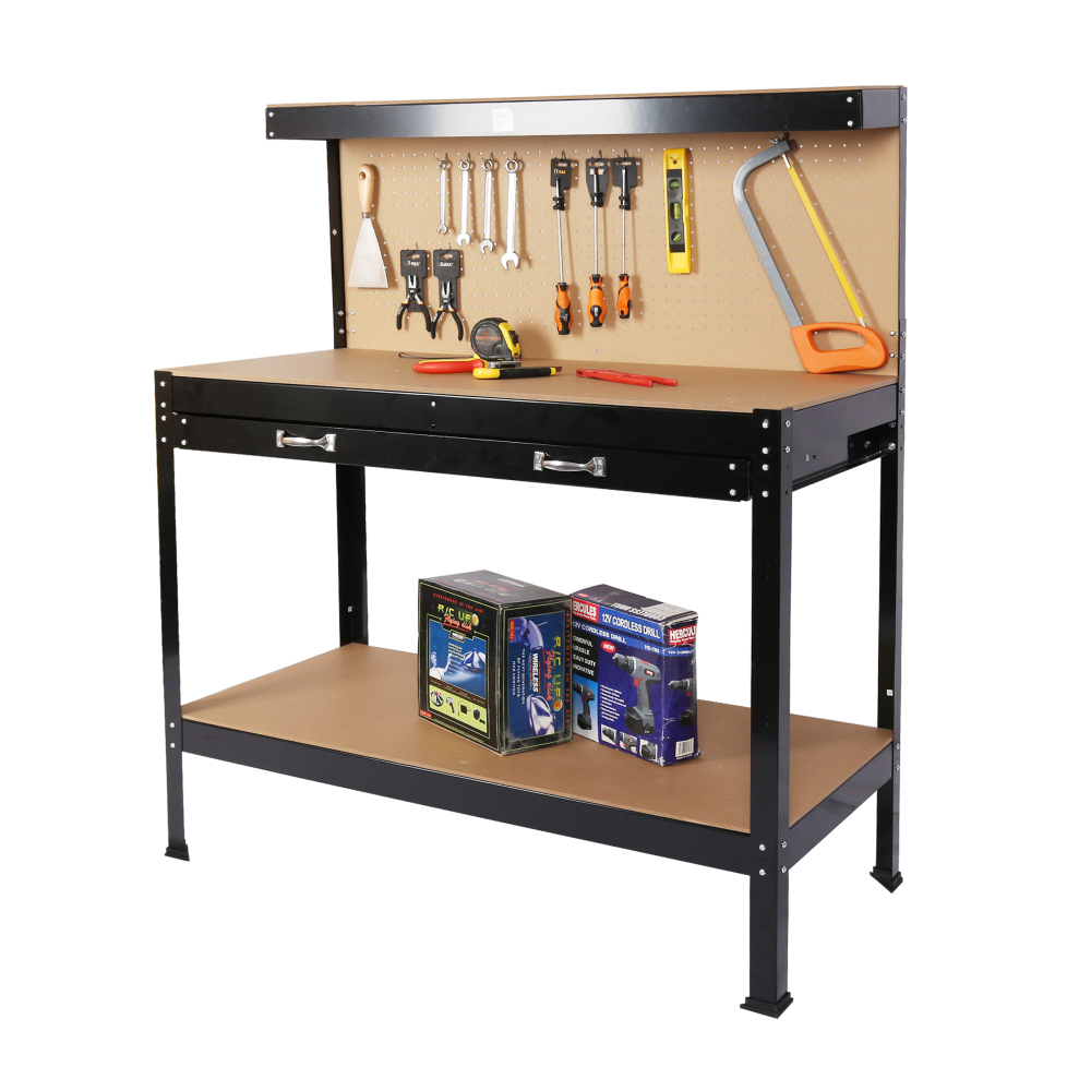Workshop Tools Board - Meja Kerja Baja dengan Penyimpanan Peralatan,