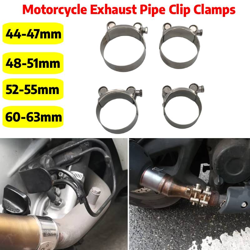 Pipe Clamp Bar - Klem Knalpot Motor 44mm-63mm Bahan Stainless