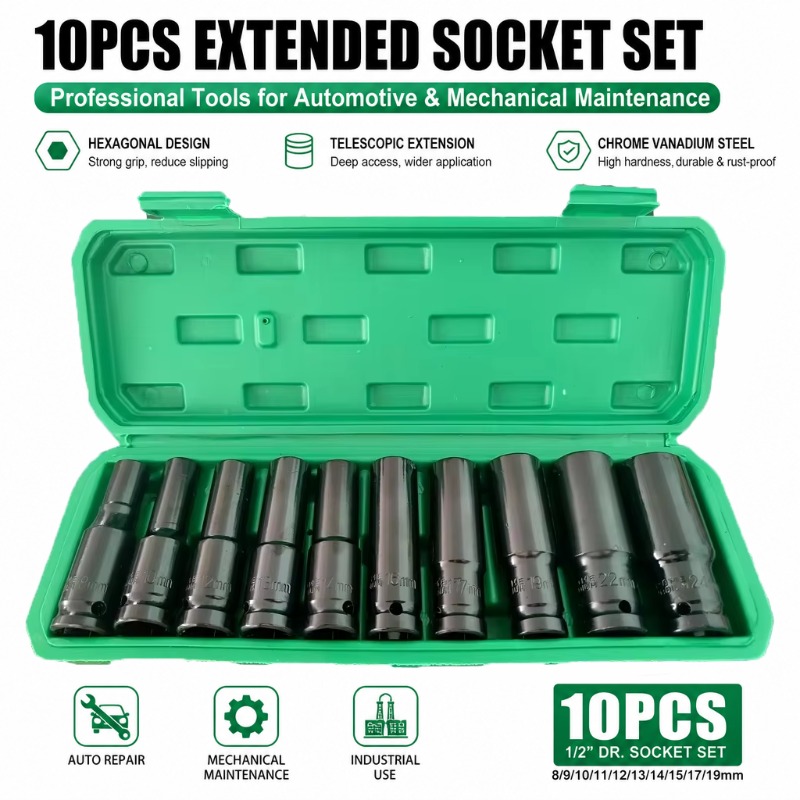 Special Workshop Tools - 10Pcs Set Soket Impact Metrik 1/2