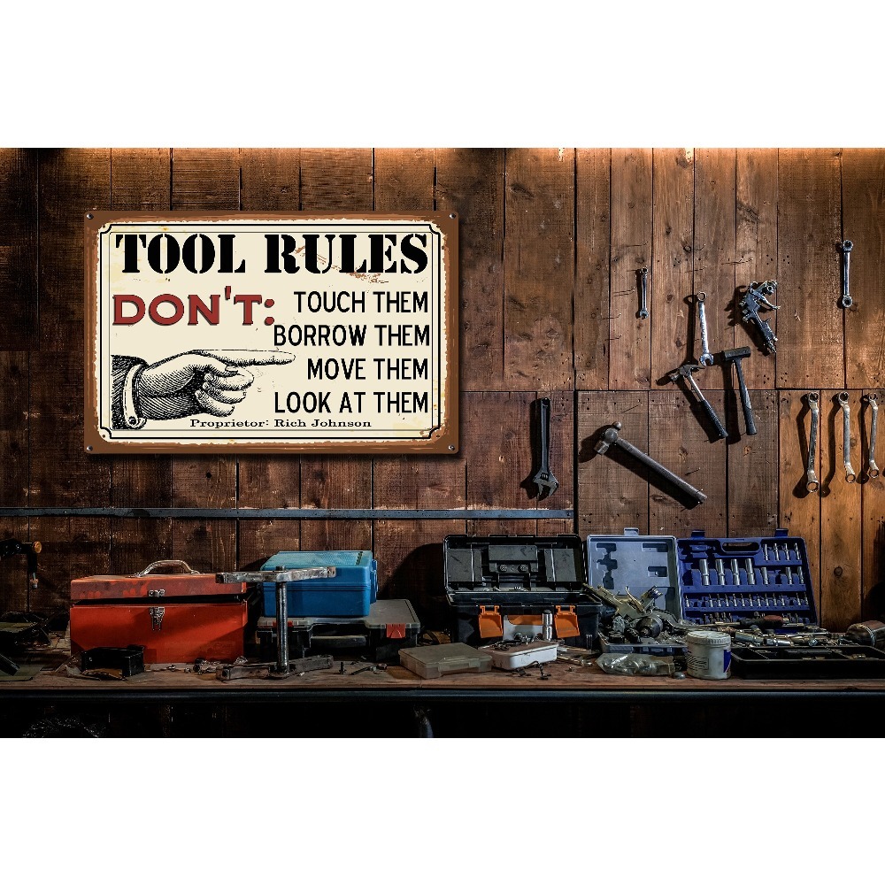 1 buah Papan Logam Aturan Perk - Tools Name In Workshop ulasan dan harga